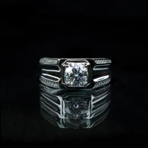 Iced out double row Male Ring, Moissanite diamond Rings
