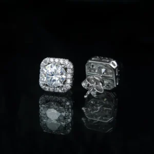 Luxury Square Stud, Moissanite Luxury Earrings
