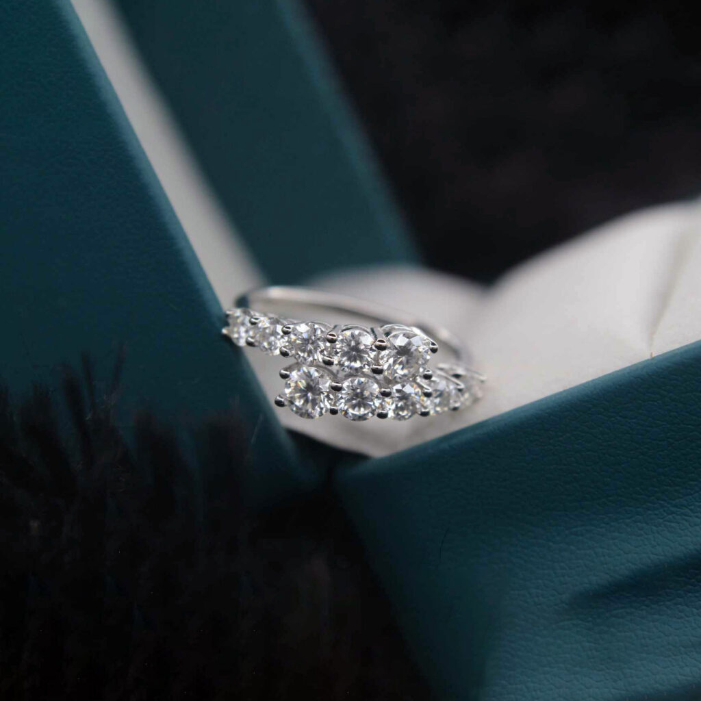Starry Night, Half eternity Moissanite diamond Rings