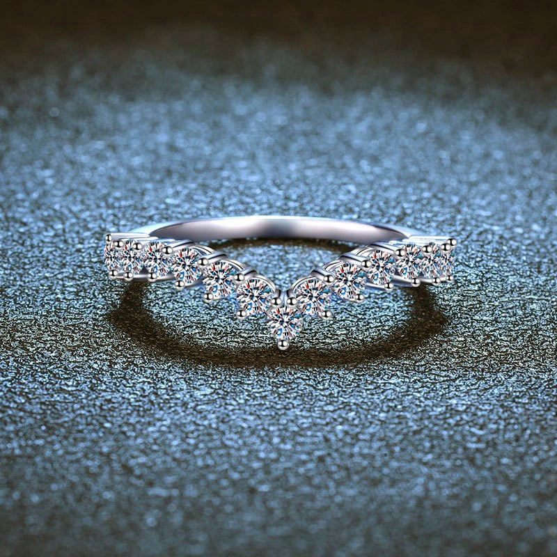 Luxury Half Eternity V, Moissanite diamond Rings - VIZ040