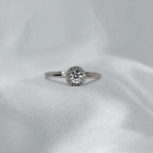 Platinum Round Bun, Moissanite Diamond Ring - Image 5
