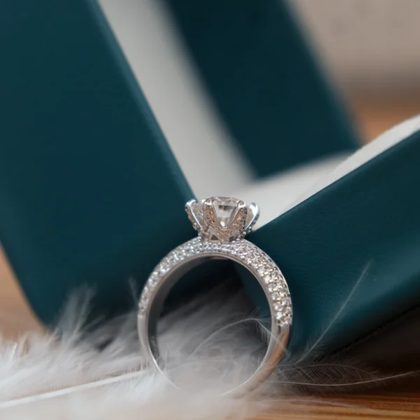 Queen's Ring, Moissanite diamond Rings - VIZR012 - Image 4