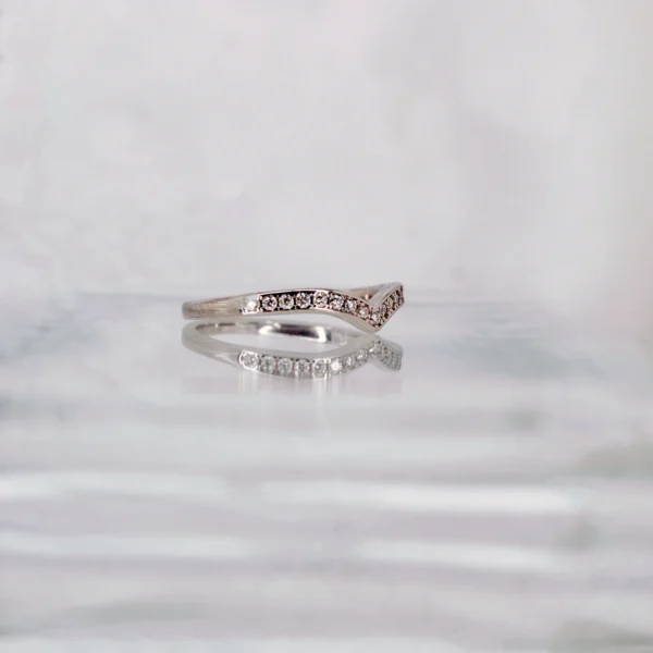 V Shaped Half Eternity Moissanite diamond Rings - XJZ048A - Image 3