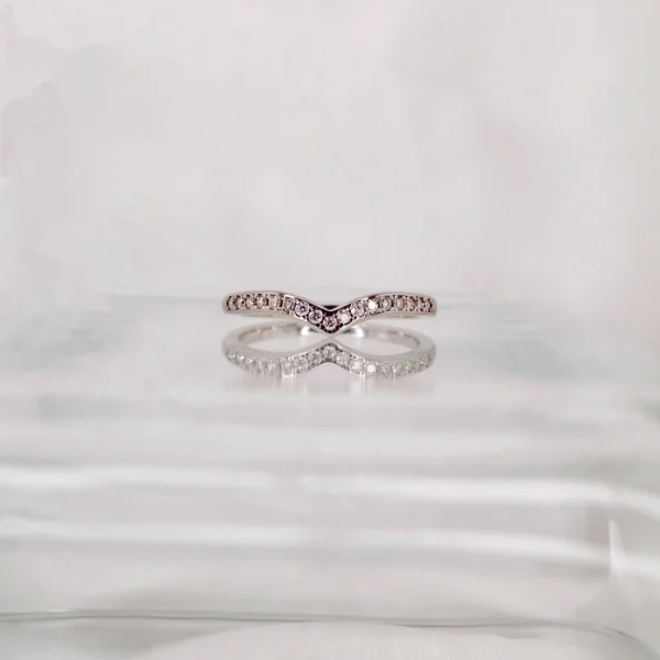 V Shaped Half Eternity Moissanite diamond Rings - XJZ048A - Image 2