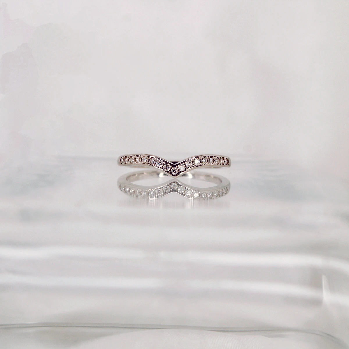 V Shaped Half Eternity Moissanite diamond Rings - XJZ048A