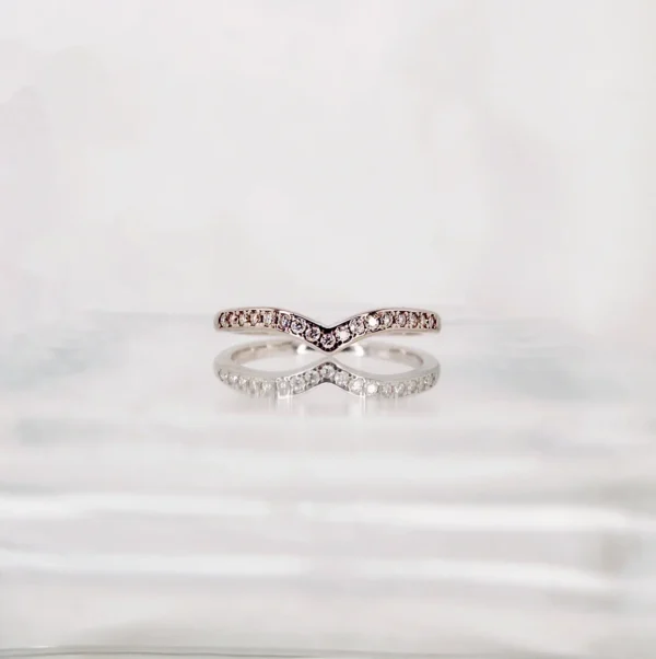 V Shaped Half Eternity Moissanite diamond Rings - XJZ048A - Image 9