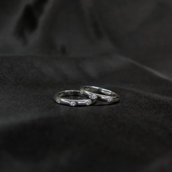 Three Star Pave, Moissanite diamond Rings - CTJ001 - Image 2