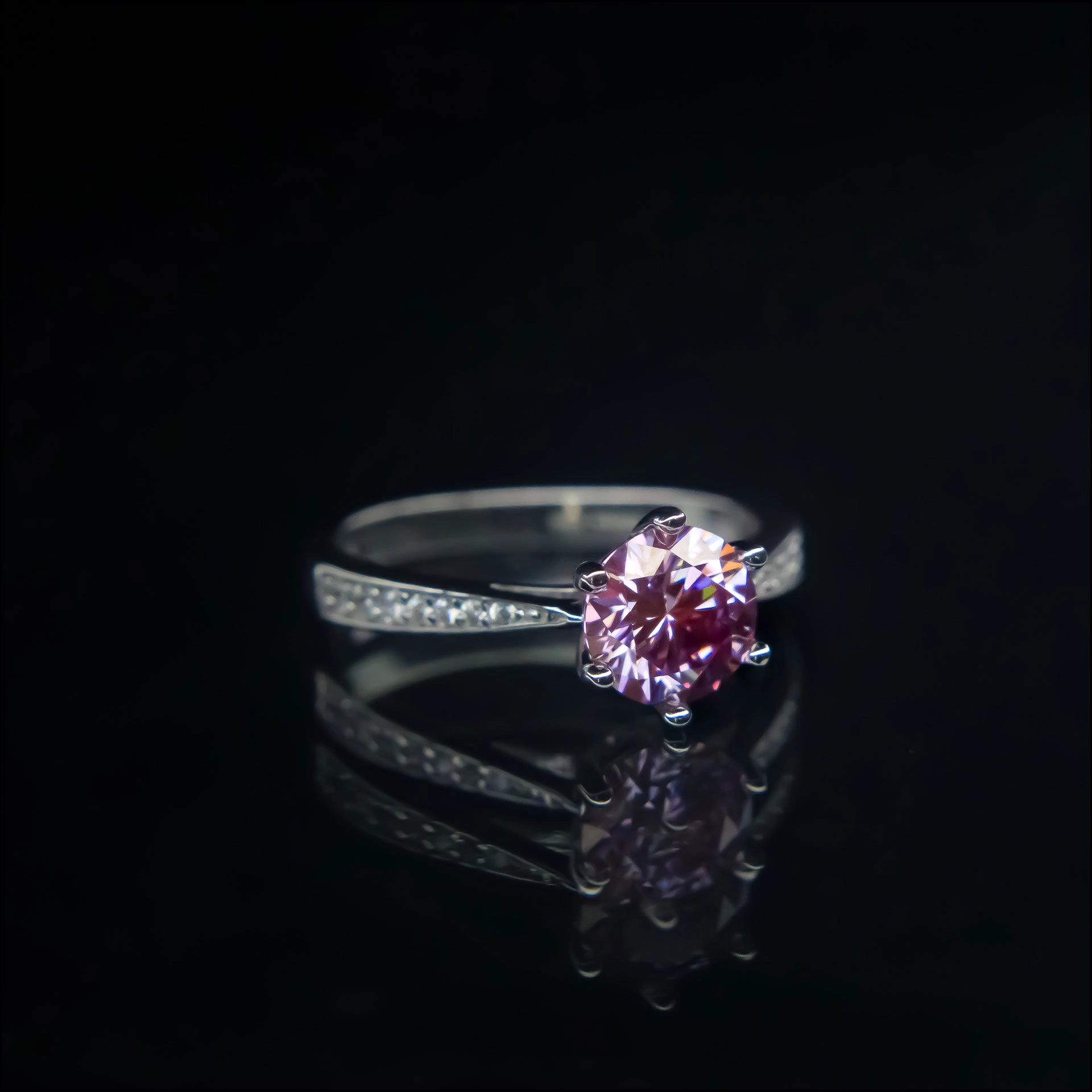 Twist Aura Pink, Moissanite diamond Rings - MSJ012P