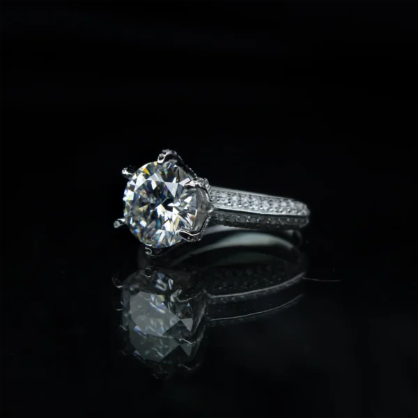 3ct Queen's Ring, Moissanite diamond Rings - VIZR012b - Image 2