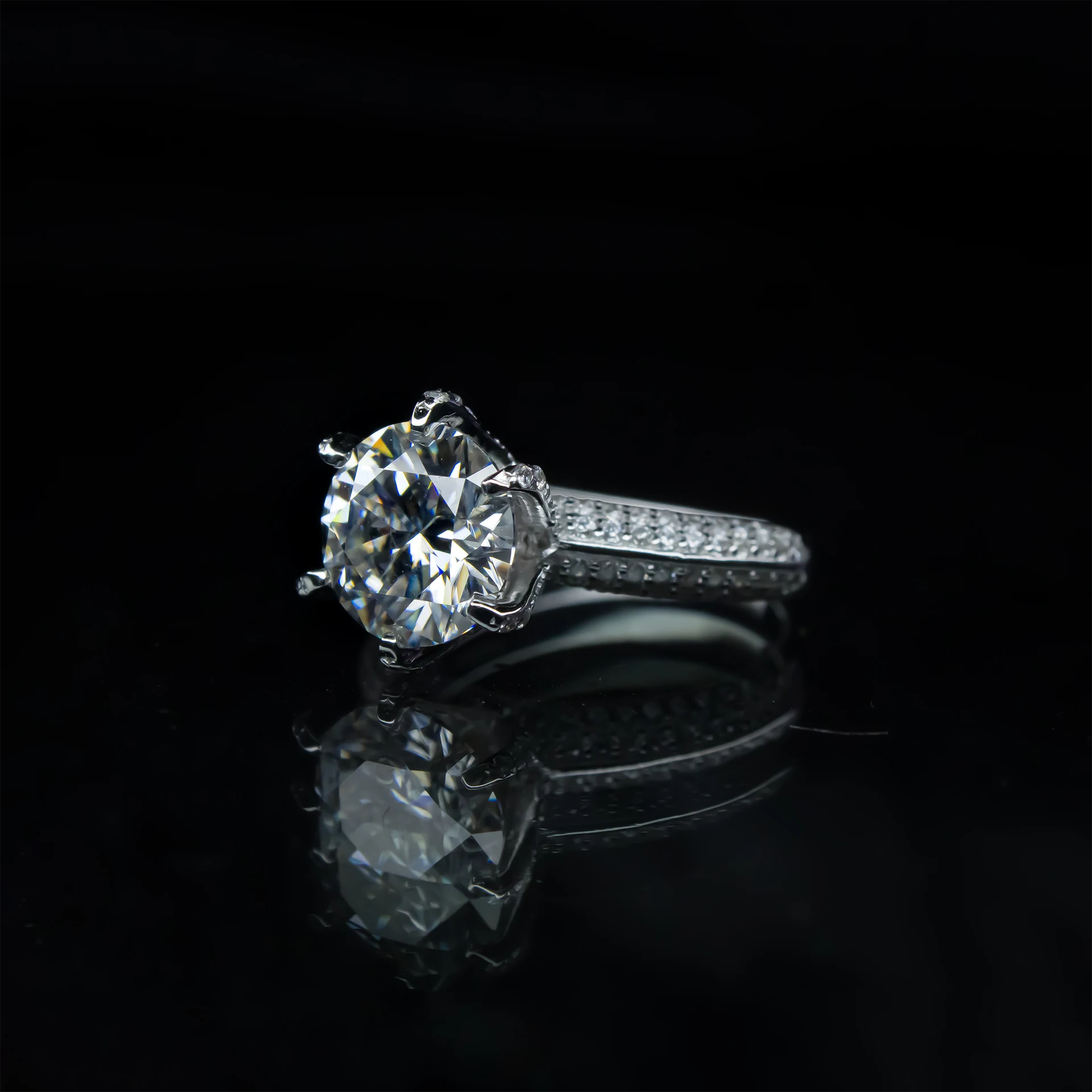 3ct Queen's Ring, Moissanite diamond Rings - VIZR012b