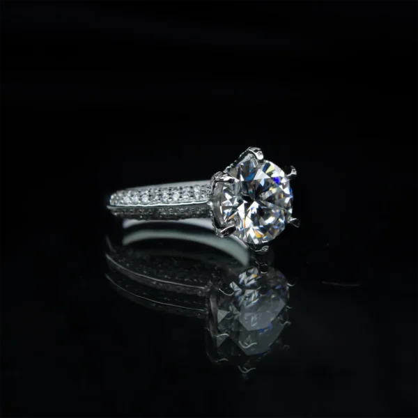 3ct Queen's Ring, Moissanite diamond Rings - VIZR012b - Image 3