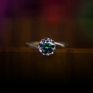 Aurora Rainbow-Blue Moissanite Solitaire Ring - MSJ020RB