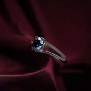Aurora Rainbow-Blue Moissanite Solitaire Ring - Image 3