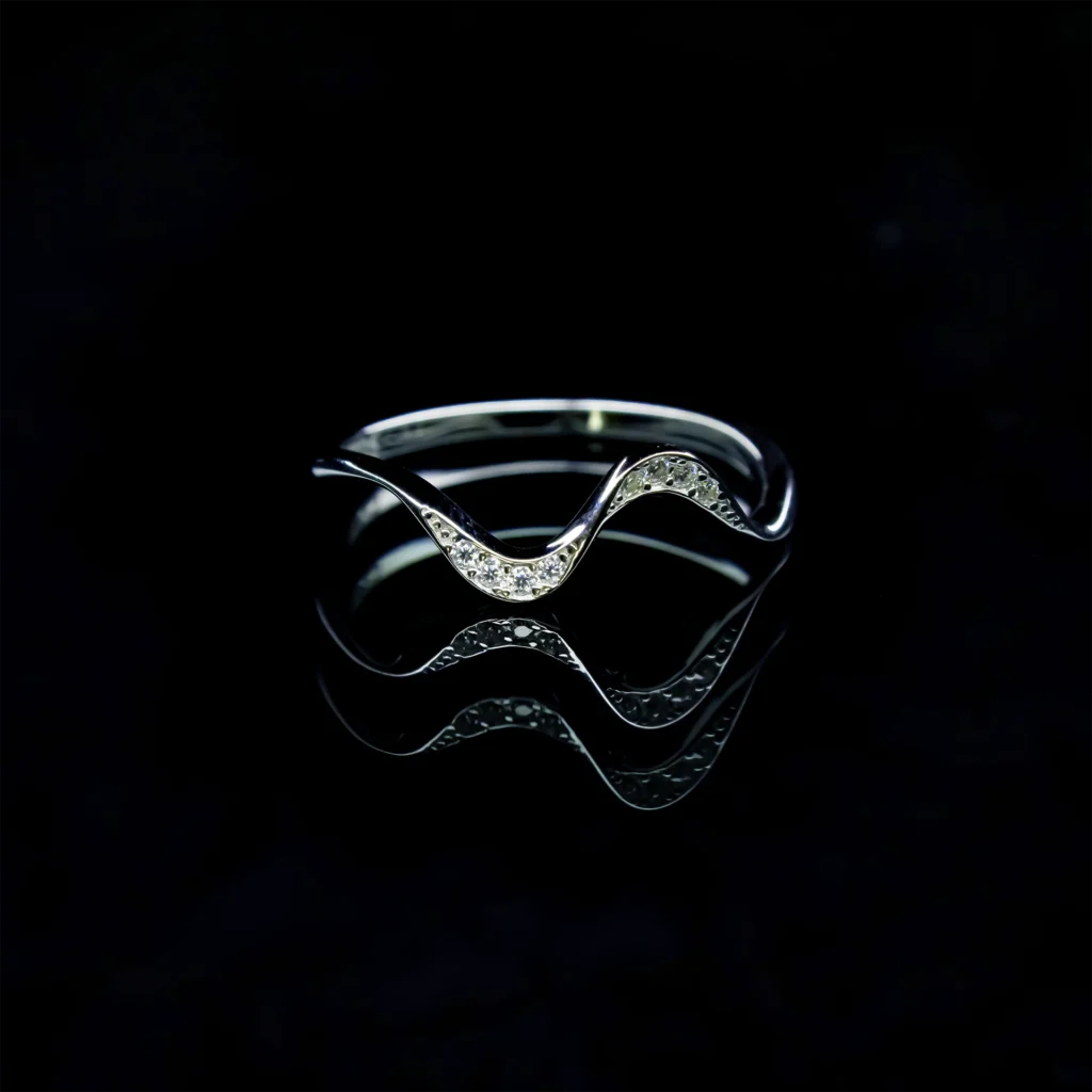 CrystalWave Half Eternity, Moissanite diamond Rings