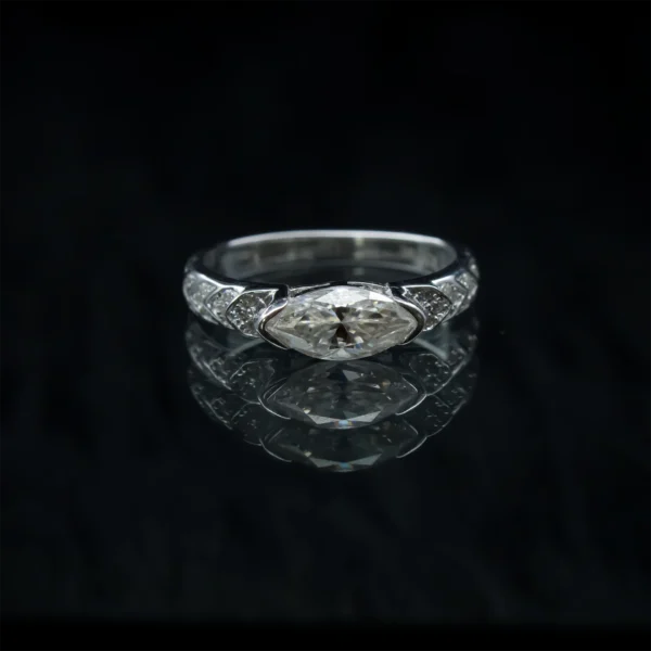 Luxury Flat Marquise, Moissanite diamond Rings - MSJ093