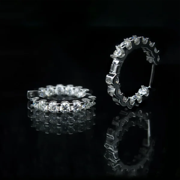 Luxury Hoops, Moissanite simple earrings - VIZE054