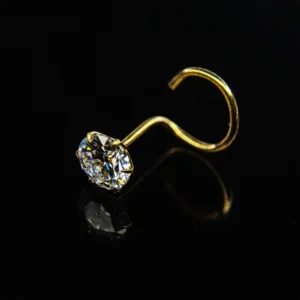 One carat 'h shape push' Moissanite Nosepin - 6.5mm Moissanite Diamond