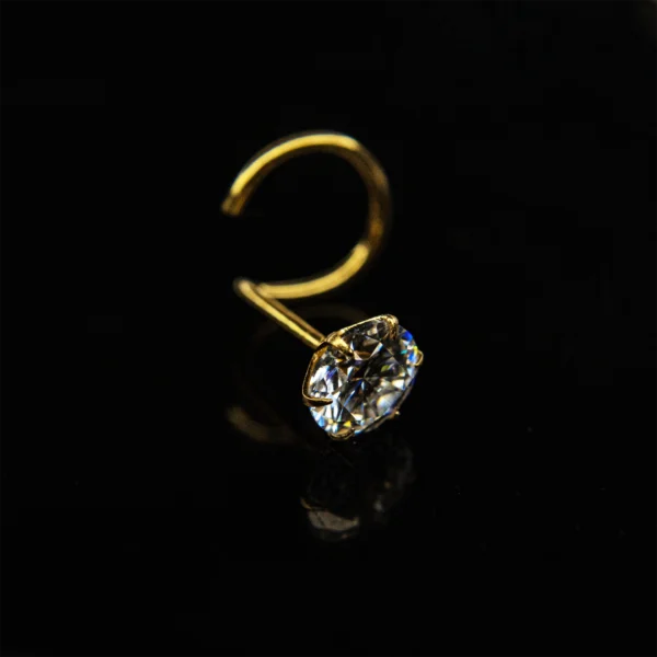 One carat 'h shape push' Moissanite Nosepin - 6.5mm Moissanite Diamond - Image 2