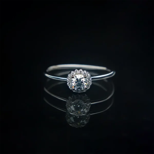 Platinum Round Bun, Moissanite Diamond Ring - MSJ052