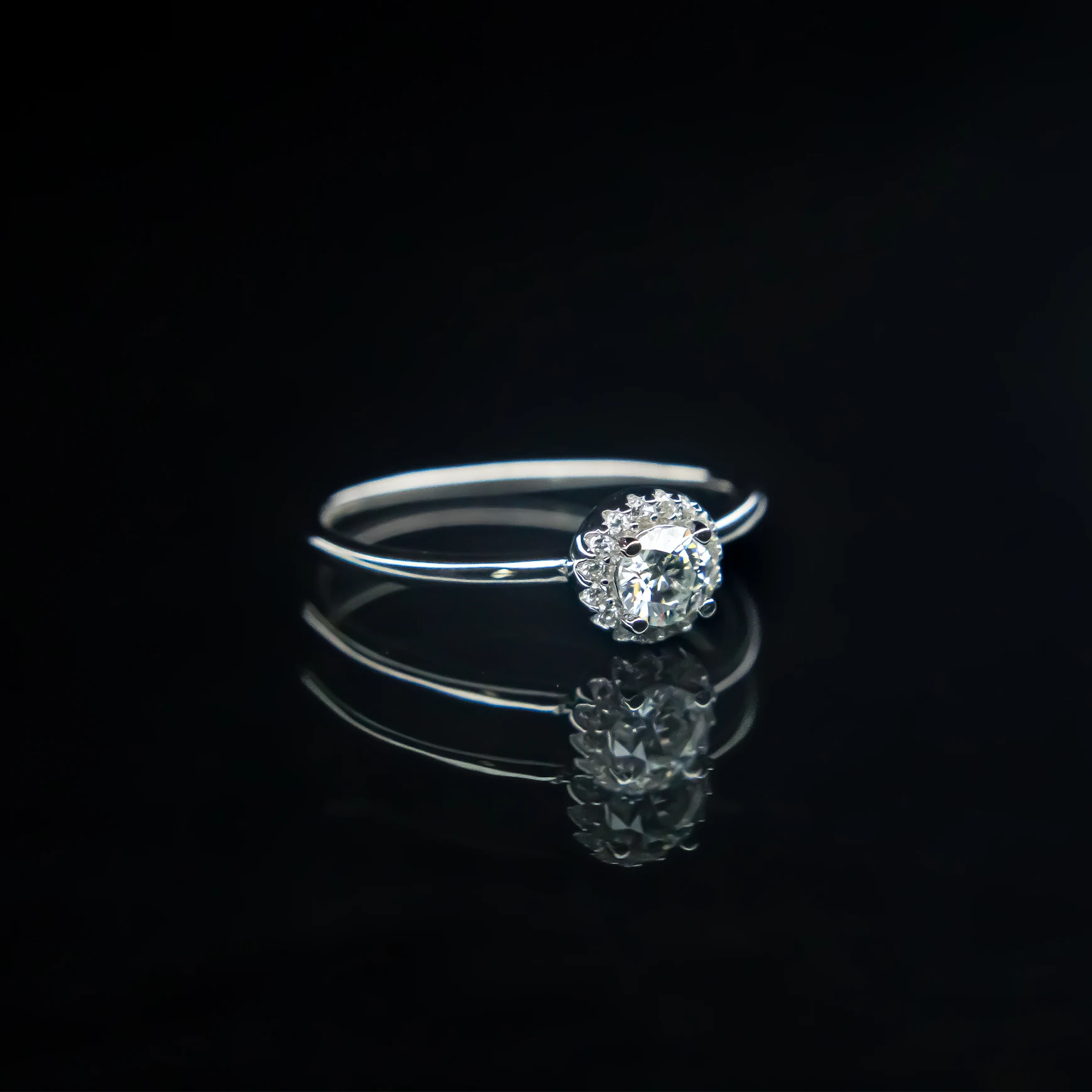 Platinum Round Bun, Moissanite Diamond Ring - MSJ052