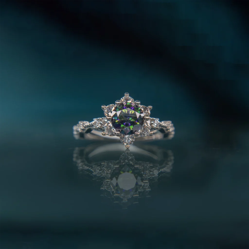 Star Girl, Blue Moissanite Diamond Ring - MSJ032B