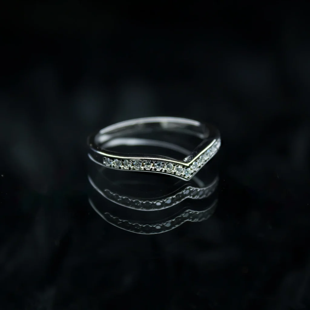V Shaped Half Eternity Moissanite diamond Rings