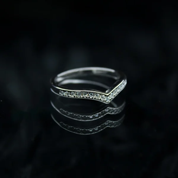 V Shaped Half Eternity Moissanite diamond Rings - XJZ048A - Image 2