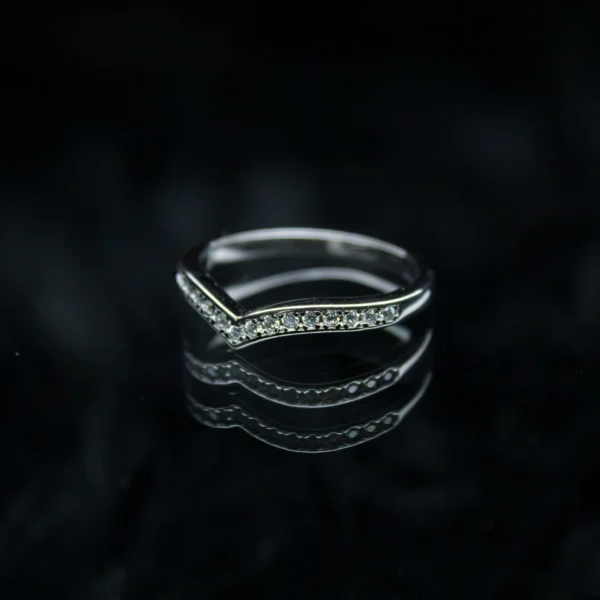 V Shaped Half Eternity Moissanite diamond Rings - XJZ048A - Image 3