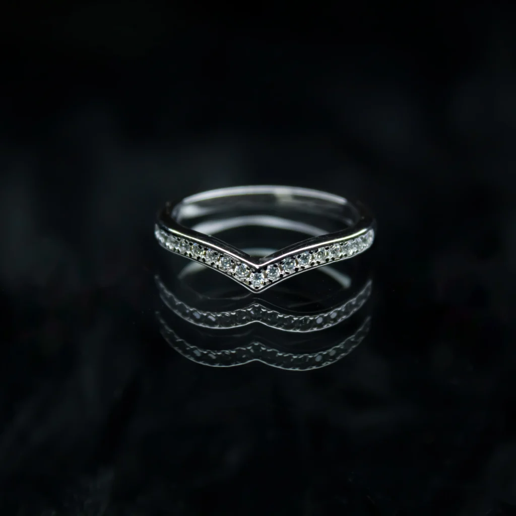 V Shaped Half Eternity Moissanite diamond Rings