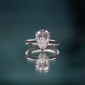 Solitaire 2ct Pear Moissanite diamond Rings