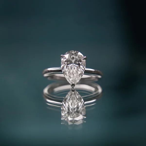 Solitaire 2ct Pear Moissanite diamond Rings