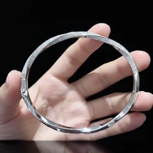 Celestial Twist Moissanite Bangles, Moissanite Diamond Bangles