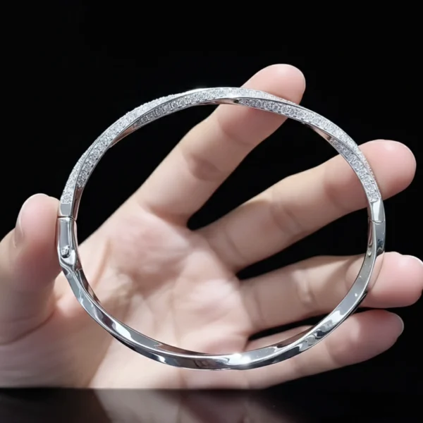 Celestial Twist Moissanite Bangles, Moissanite Diamond Bangles