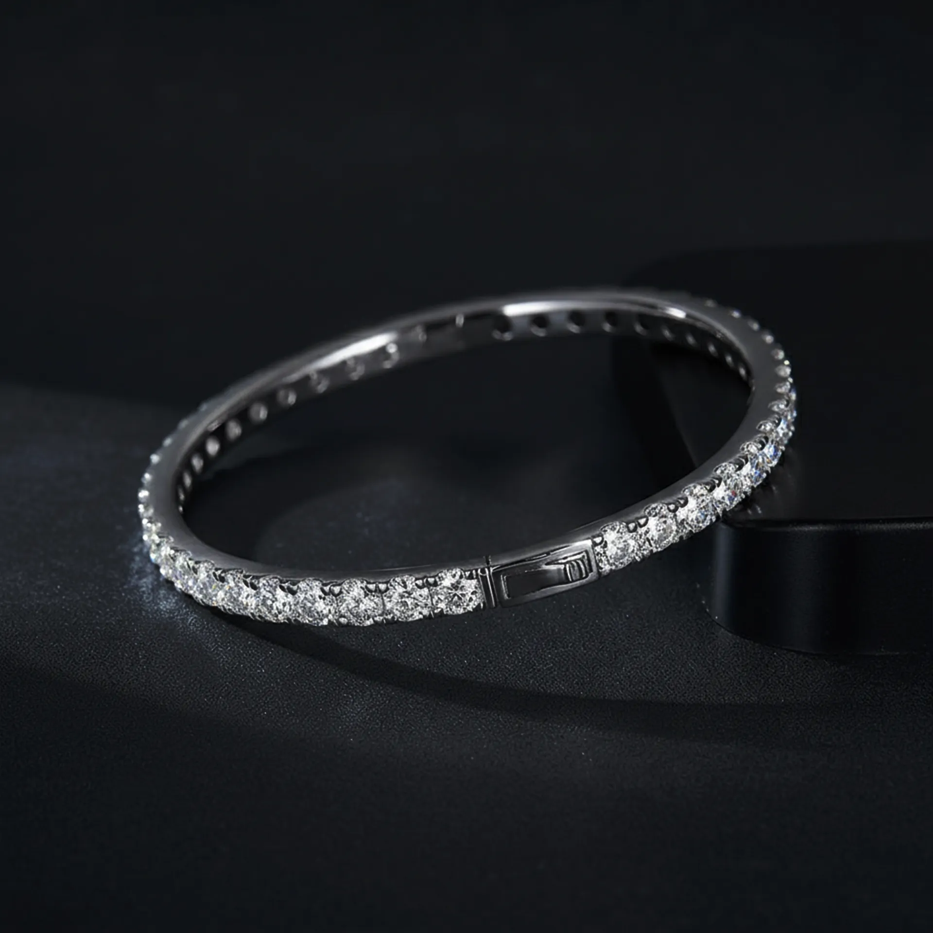 4mm Solid Bangles, Moissanite Diamond Bangles - Image 1