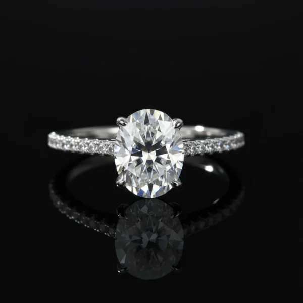Starlight Oval, Full Moissanite diamond Engagement Ring