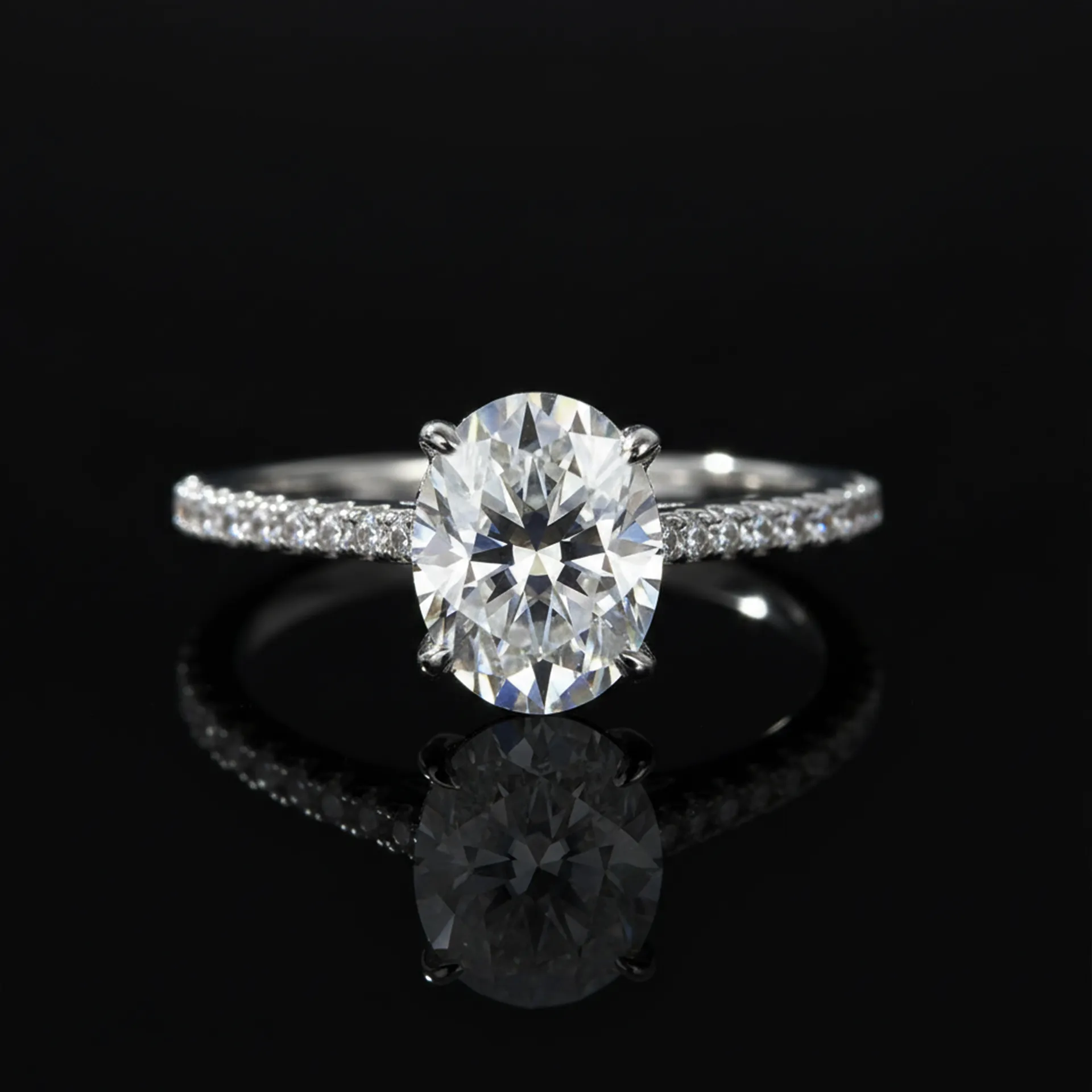 Starlight Oval, Full Moissanite diamond Engagement Ring - Image 2