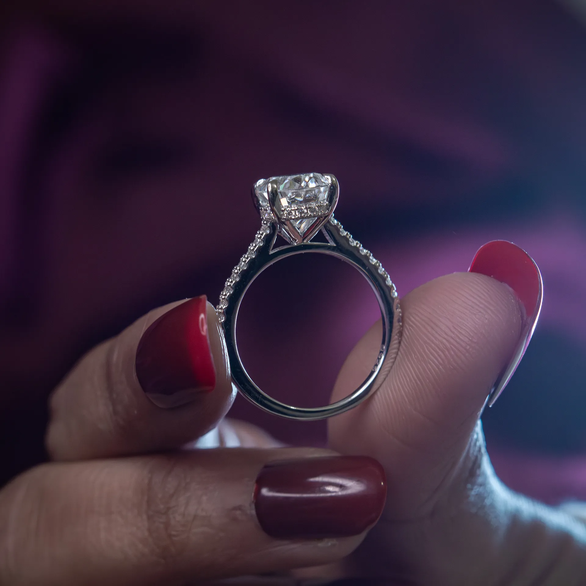 Starlight Oval, Full Moissanite diamond Engagement Ring - Image 1